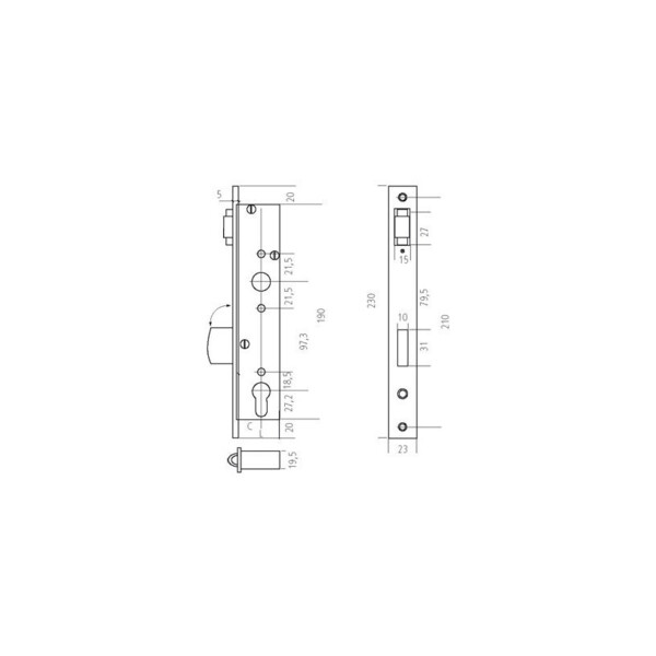 Serrure pêne  rouleau 8011 (Schéma) Serrure pêne  rouleau 8011