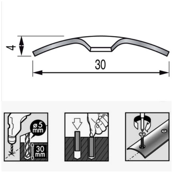Seuil plat perce inox brillant 30mm/2,7m