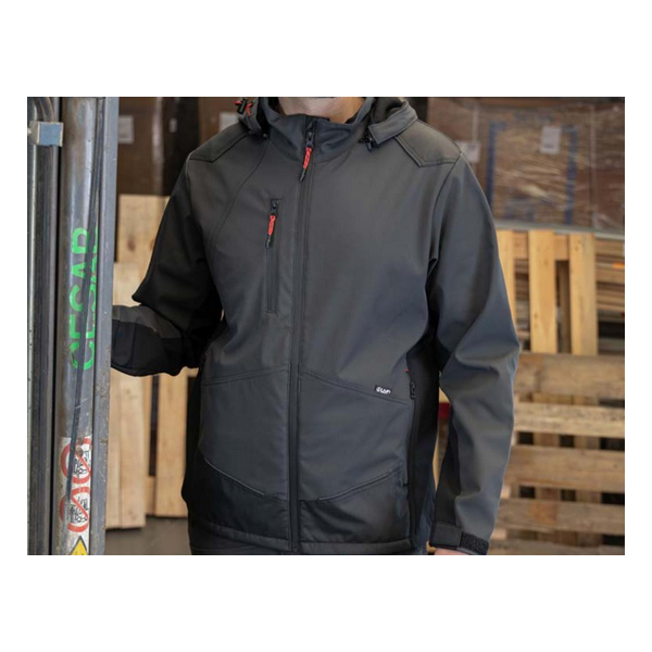 SOFTSHELL A CAPUCHE ROCK GRIS NUIT (Présentation) Softshell a capuche rock gris nuit