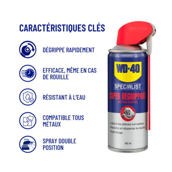 SUPER DEGRIPPANT WD40 400ML NET (SYSTEME PRO) (Présentation) Super degrippant wd40 400ml net (systeme pro)