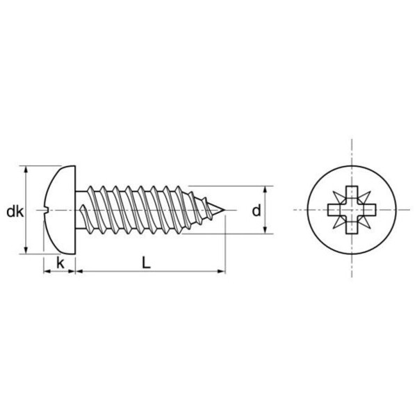 Vis tôle inox tête cylindre pozi