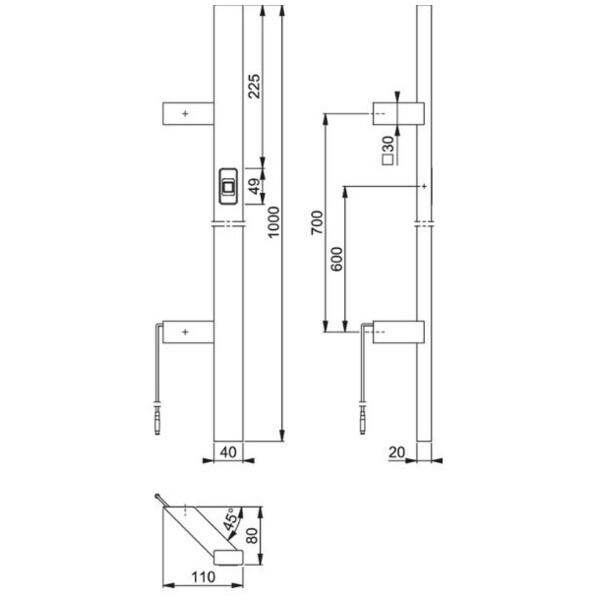 Poignée battante simple  fingerscan design  rectangulaire