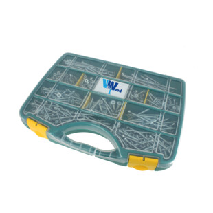 COFFRET 1055 VIS AGGLO TF POZIDRIV ACIER ZINGUE BLANC Viswood