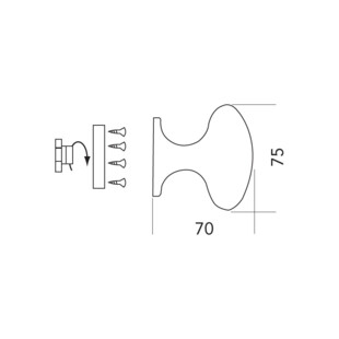 Bouton fixe laiton PVD Hoppe