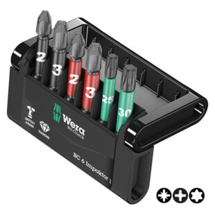 ETUI D'EMBOUTS BIT-CHECK 6 IMPAKTOR 1 SB (6 PIECES) Wera