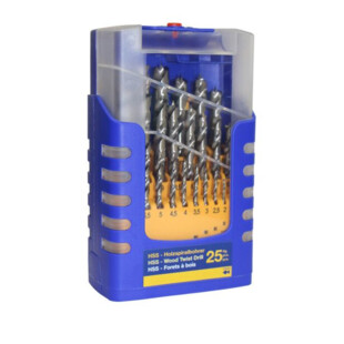 MECHE A BOIS HSS 3 POINTES QUEUE CYLINDRIQUE (COFFRET DE 25) Fisch®