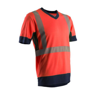 TEE-SHIRT MANCHE COURTE HAUTE VISIBILITE KOMO ROUGE/MARINE Coverguard
