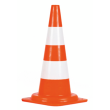 CONE DE SIGNALISATION PE ORANGE FLUO 50CM 2 BANDES BLANCHES BS50B (vignette) Cone de signalisation pe orange fluo 50cm 2 bandes blanches bs50b