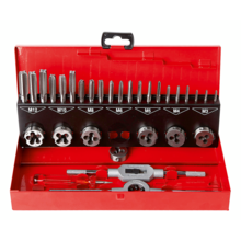 TARAUD HSS DIN 352 + FILIERE HSS (MALETTE DE 31) (vignette) Taraud hss din 352 + filiere hss (malette de 31)