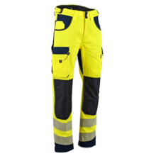 Pantalon haute visibilite defense marine/jaune