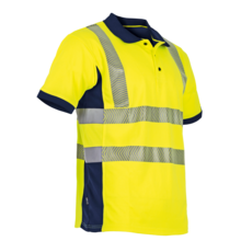 Polo manche courte haute visibilite vision marine/jaune