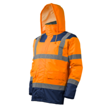 PARKA KETA MATELASSEE POLYSTER HI-VIZ ORANGE/MARINE (vignette) Parka keta matelassee polyster hi-viz orange/marine