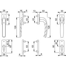 Poignée de porte-fenêtre  new-york à clé saillie  réduite