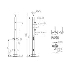 Poteau intermédiaire verre et lisses sur platine