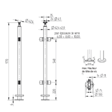 Poteau intermédiaire verre garde corps